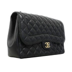 Chanel Shoulder Bag Deca Quilted Lambskin Black Champagne Gold — view 2