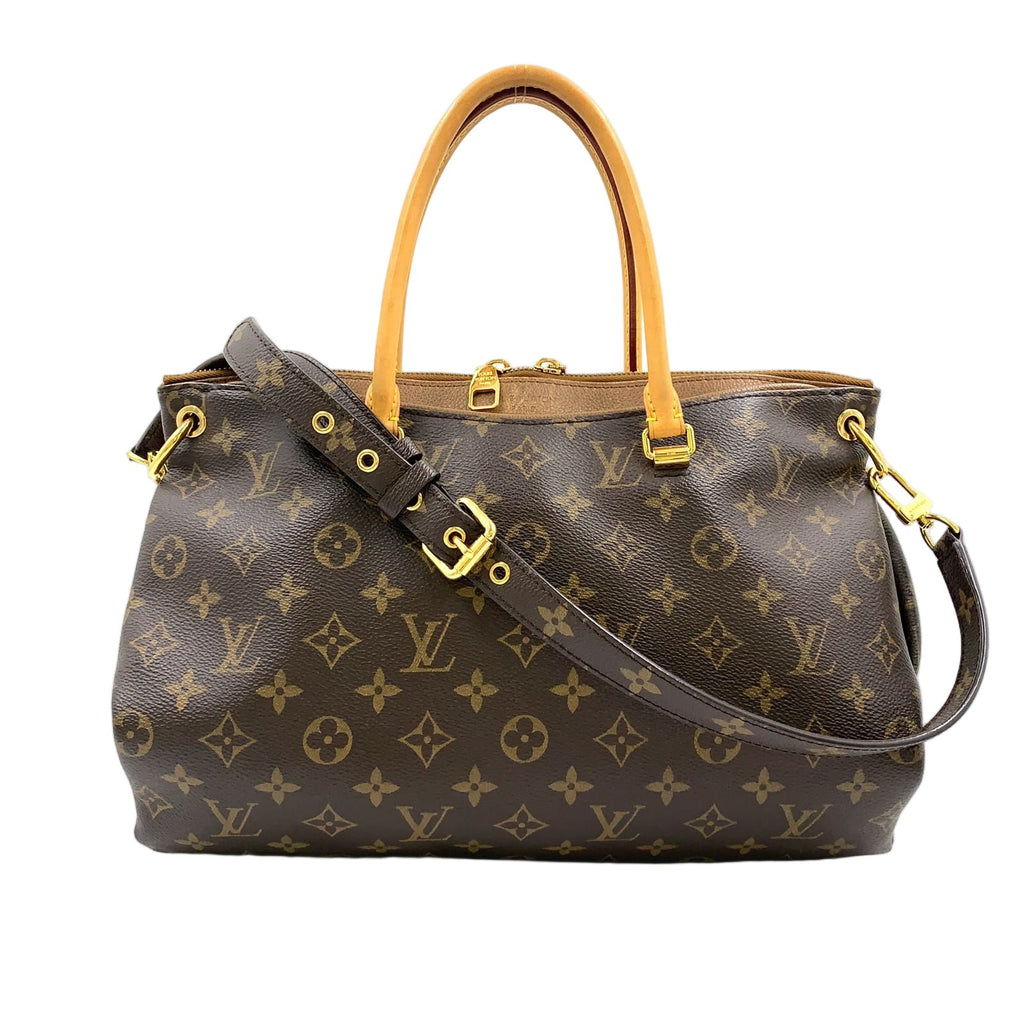 Louis Vuitton Monogram Pallas 2-Way Shoulder Leather Brown Handbag Gold