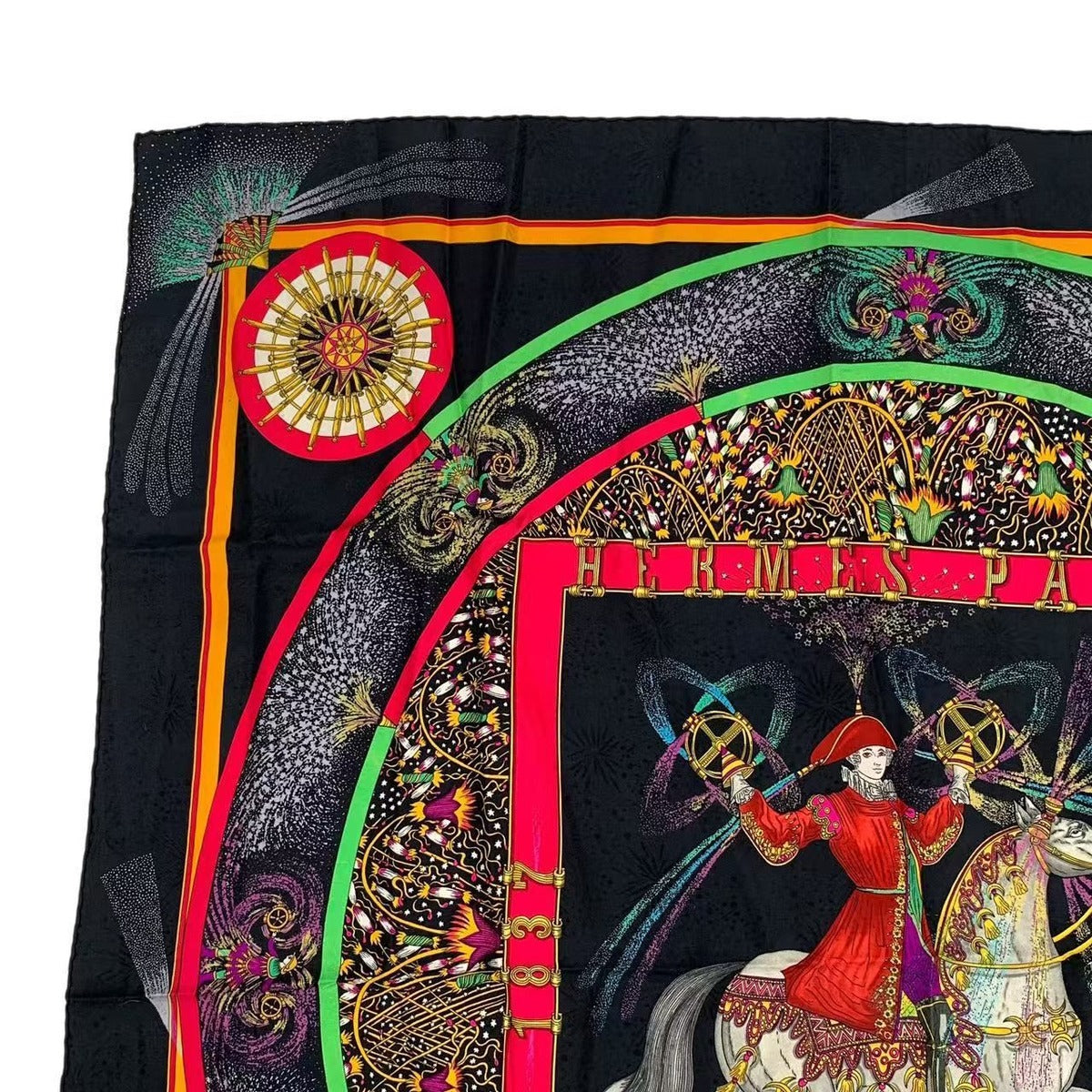Hermes Scarf Silk Carre 90 Feux D'artifice Black — view 2