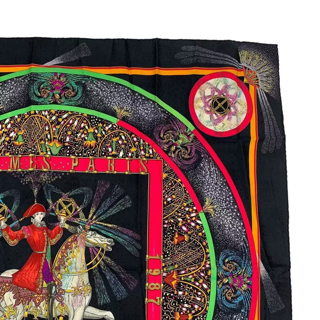 Hermes Scarf Silk Carre 90 Feux D'artifice Black — view 3