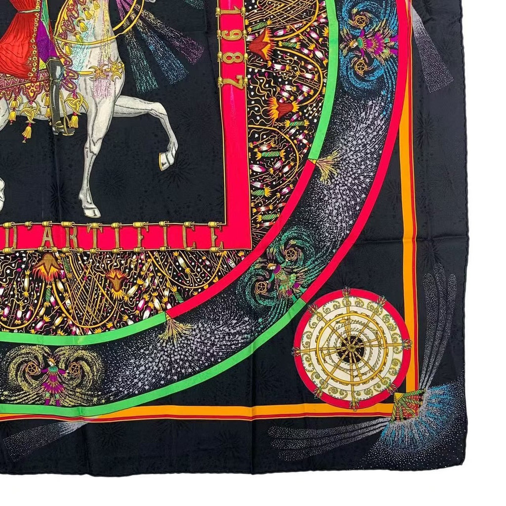 Hermes Scarf Silk Carre 90 Feux D'artifice Black — view 5