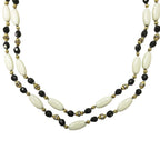 Celine Vintage Long Necklace 132 cm White Black
