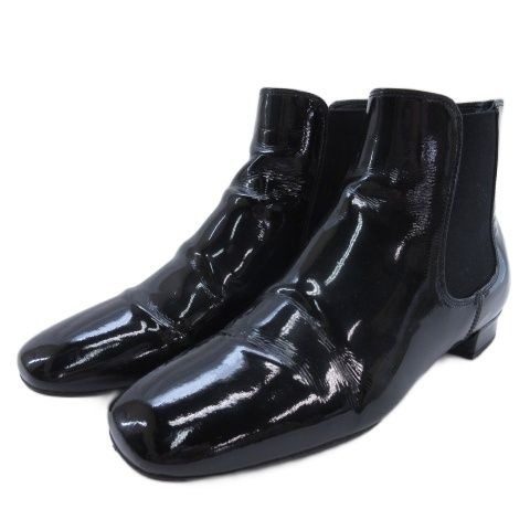 Prada Enamel Side Gore Boots Black 35.5