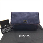 Chanel CC Logo Turnlock Mouton Hand Clutch Navy