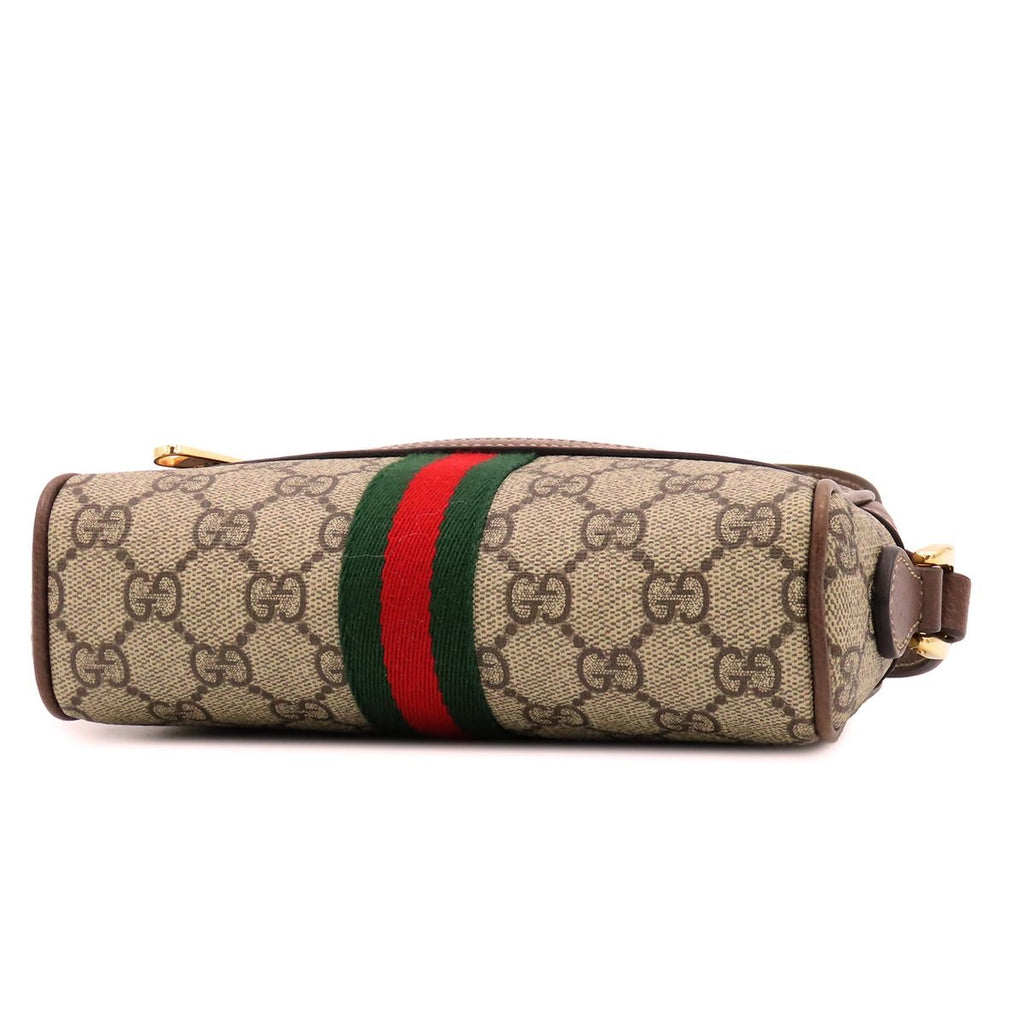 Gucci Ophidia Mini Bag GG Supreme Canvas Leather Beige Dark Brown — view 3