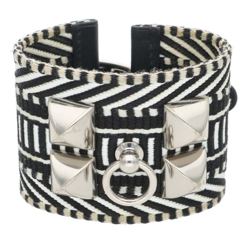 Hermes Collierd Chien Caval Canvas and Leather Bracelet