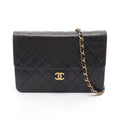Chanel Shoulder Bag Quilted Black Lambskin Push