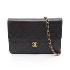 Chanel Shoulder Bag Quilted Black Lambskin Push