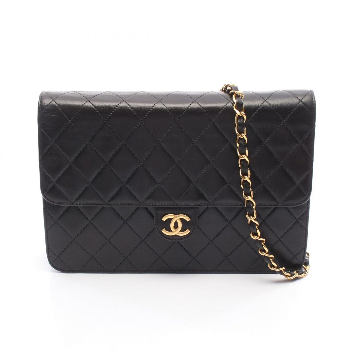 Chanel Shoulder Bag Quilted Black Lambskin Push