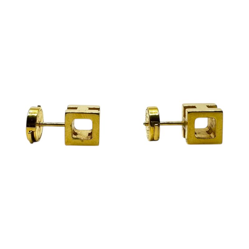 Hermes H Cube Caged Ash Earrings Gold — view 7
