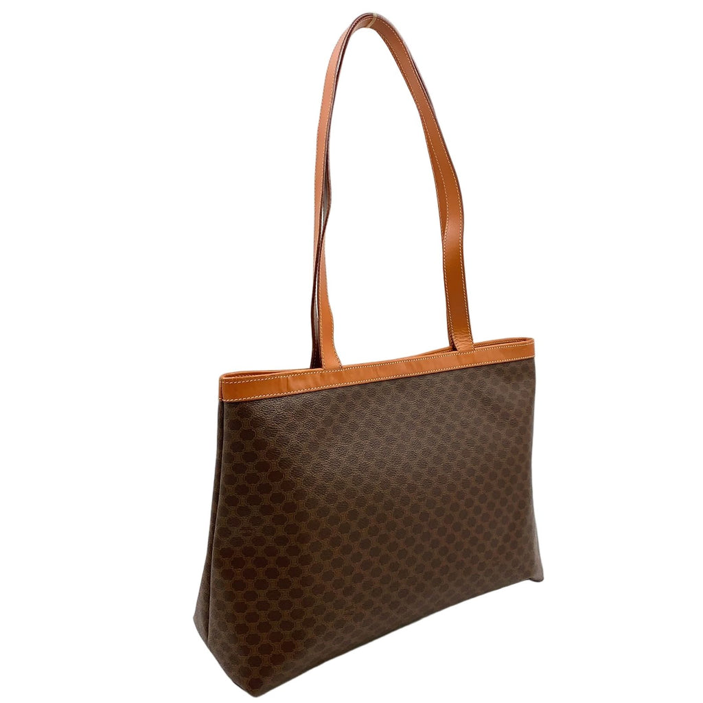 Celine Macadam Pattern Leather Brown Light Tote Gold — view 2