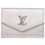 Louis Vuitton Portefeuille Lock Mini Leather Silver Trifold Wallet LV
