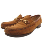 Gucci Horsebit Loafers Suede Gold 36 Brown