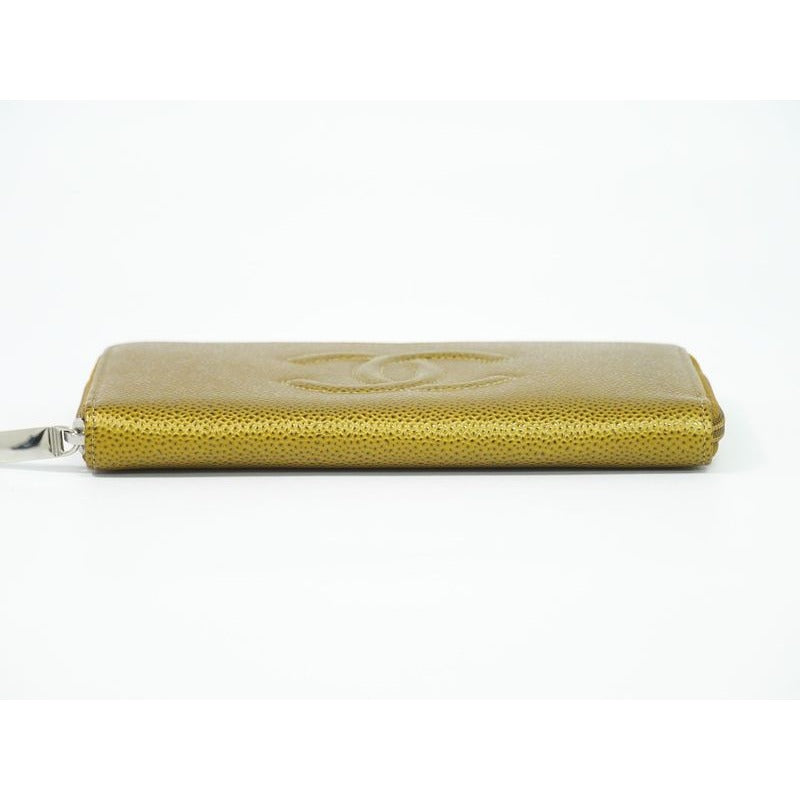 Chanel Coco Mark Round Zipper Long Wallet Caviar Leather — view 3