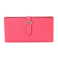 Hermes Bearn Souffle Bifold Wallet Epsom Rose Azalea Silver Soufflet
