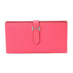 Hermes Bearn Souffle Bifold Wallet Epsom Rose Azalea Silver Soufflet