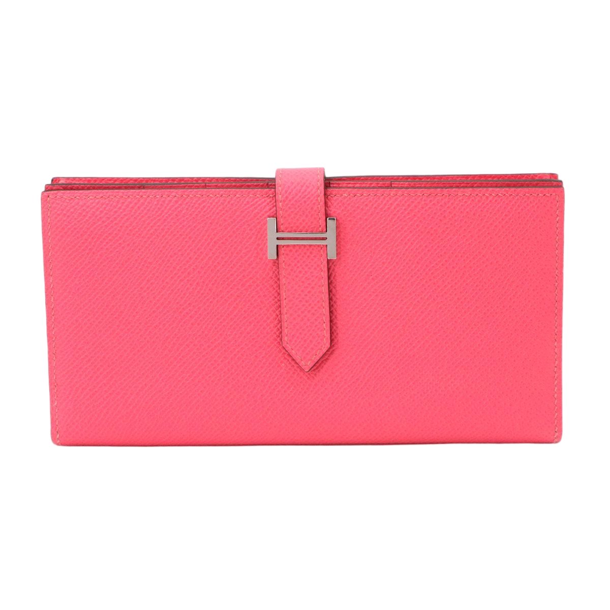 Hermes Bearn Souffle Bifold Wallet Epsom Rose Azalea Silver Soufflet