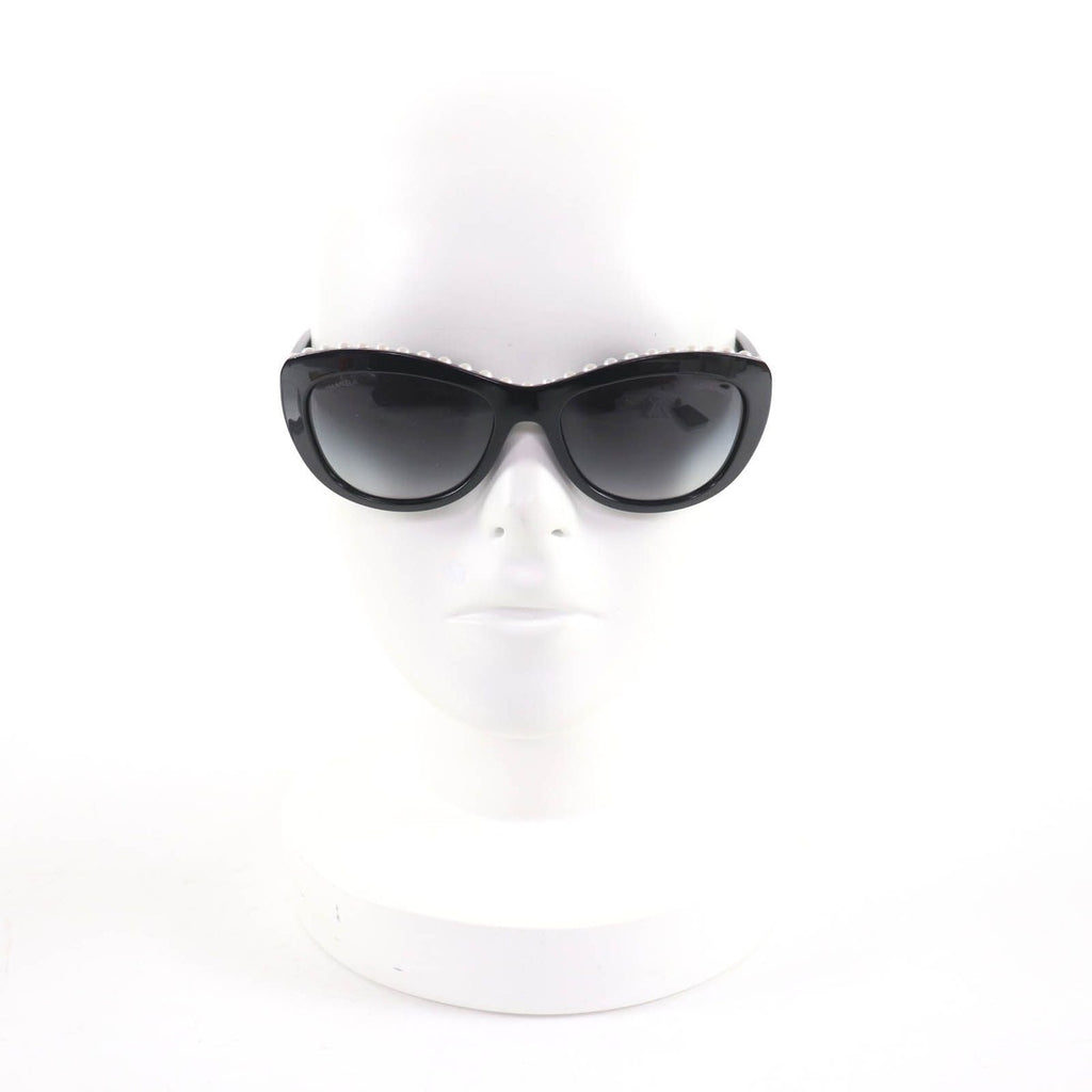 Chanel Logo Faux Pearl Sunglasses Eyewear Black — view 2