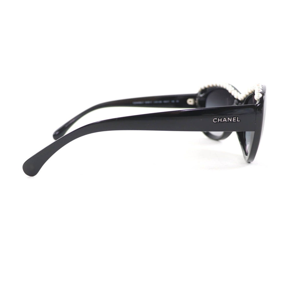 Chanel Logo Faux Pearl Sunglasses Eyewear Black — view 4
