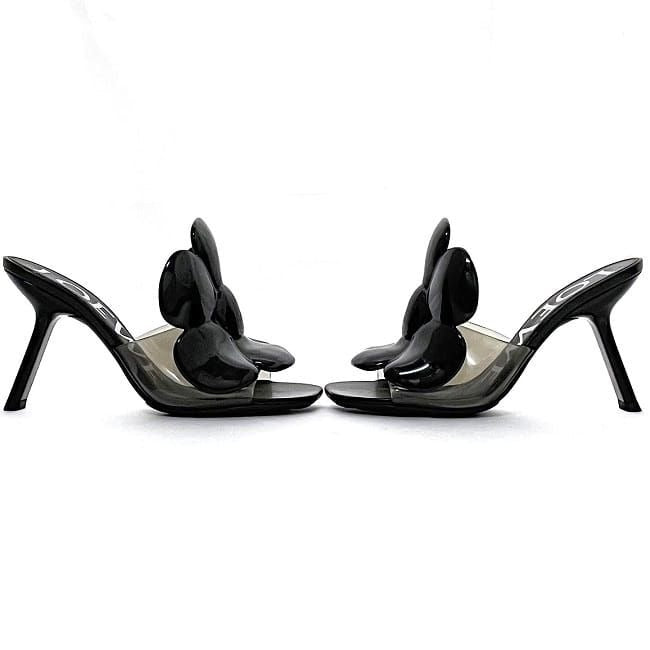 Loewe Mules Petal Flower Sandals Black Clear — view 5