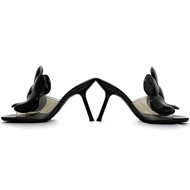 Loewe Mules Petal Flower Sandals Black Clear — view 6