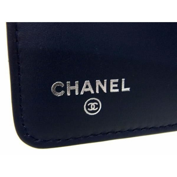 Chanel Coco Mark V-stitch Patent Leather Foldable Long Wallet Dark — view 5