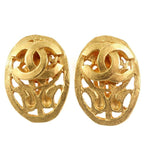 Chanel Oval Vintage Gold Plated 95 a 9.47 g Earrings — view 2