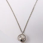 Louis Vuitton Pendant Globe Necklace Metal Silver Rhinestone