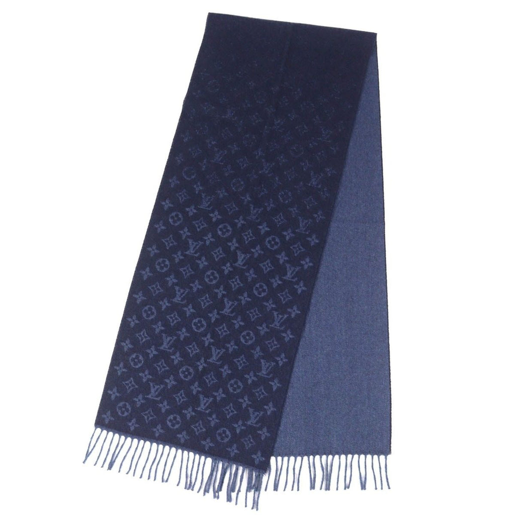 Louis Vuitton Echarpe Monogram Gradient Cashmere Fringe Scarf Navy — view 3