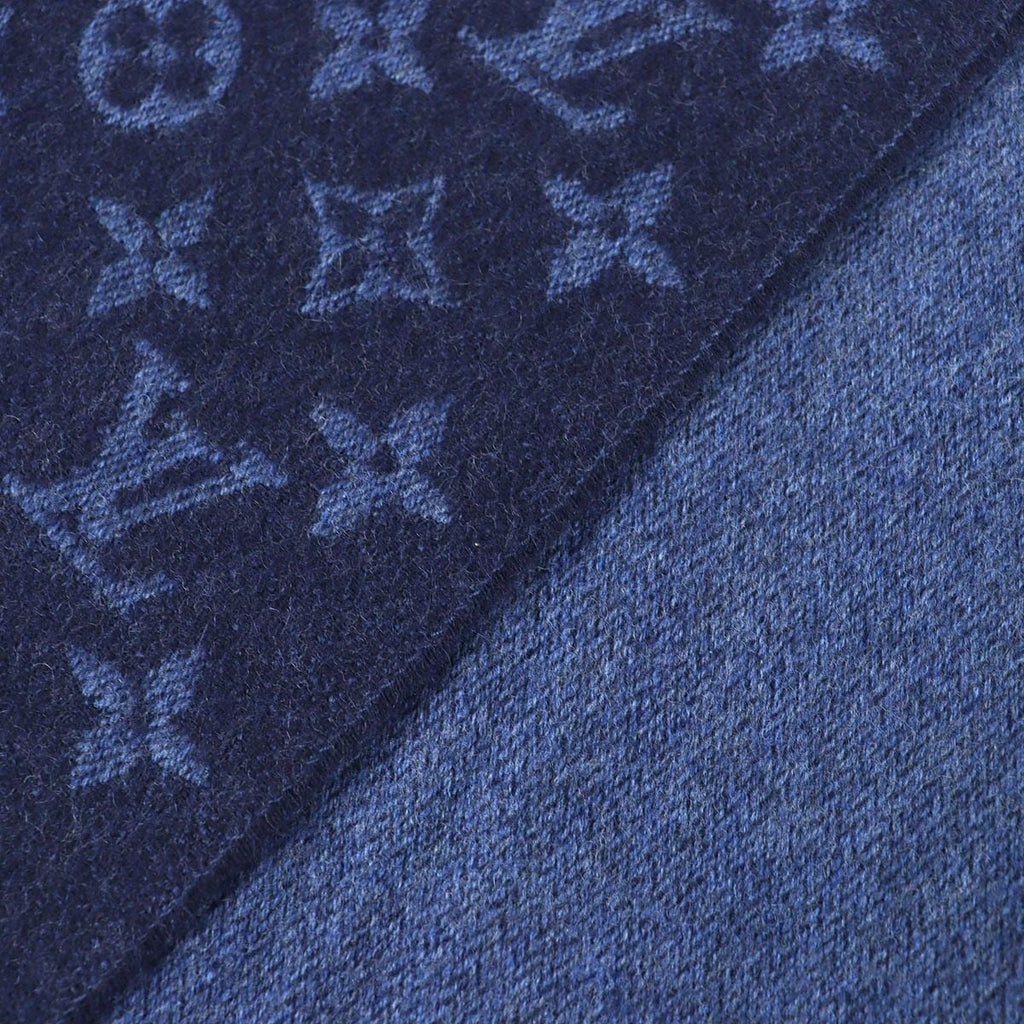 Louis Vuitton Echarpe Monogram Gradient Cashmere Fringe Scarf Navy — view 4