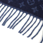 Louis Vuitton Echarpe Monogram Gradient Cashmere Fringe Scarf Navy — view 5