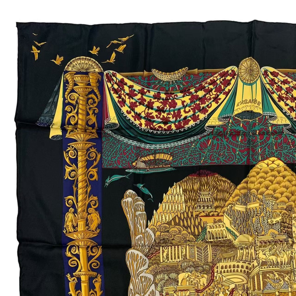 Hermes Carre 90 L Atlantide Atlantis Silk Scarf Black — view 2