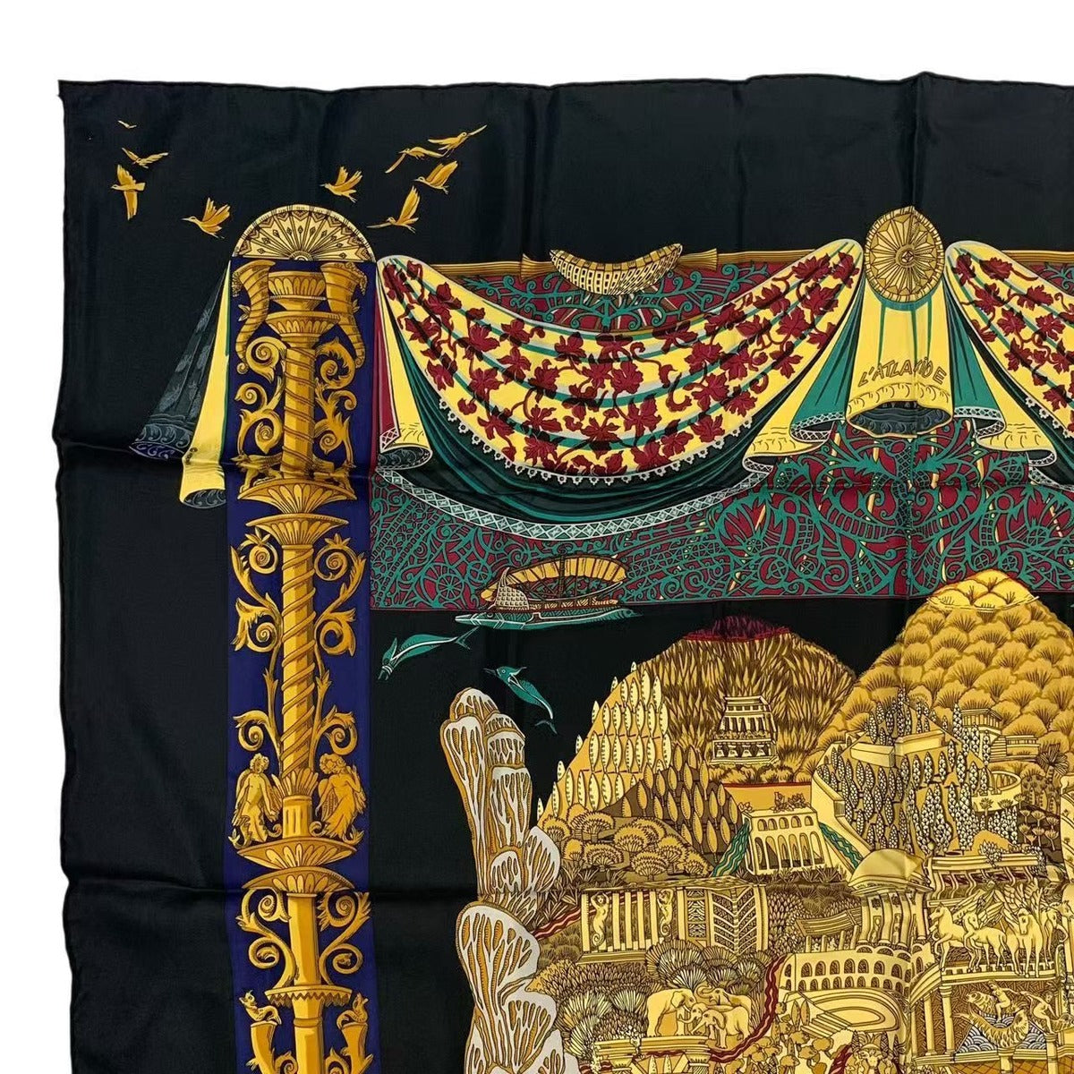 Hermes Carre 90 L Atlantide Atlantis Silk Scarf Black — view 2
