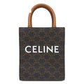 Celine 2-Way Bag Mini Vertical Cover Leather Triomphe Canvas Tan Gold Brown
