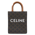 Celine 2-Way Bag Mini Vertical Cover Leather Triomphe Canvas Tan Gold Brown
