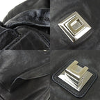 Celine Shoulder Bag Leather Halaco Suede Black Silver Hardware — view 6