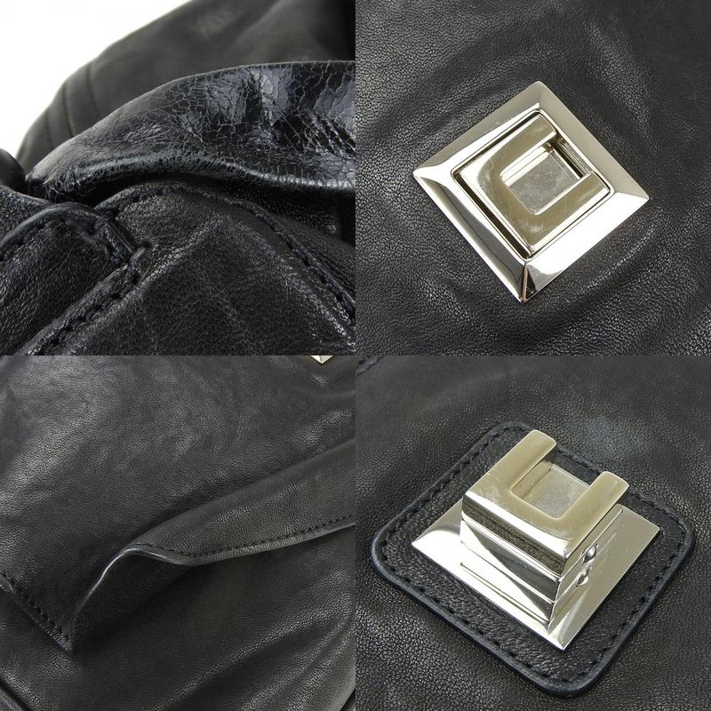 Celine Shoulder Bag Leather Halaco Suede Black Silver Hardware — view 6
