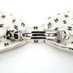 Chanel Barrette Aaa821 Ribbon White Logo COCO Silver Hardware Hair — view 7