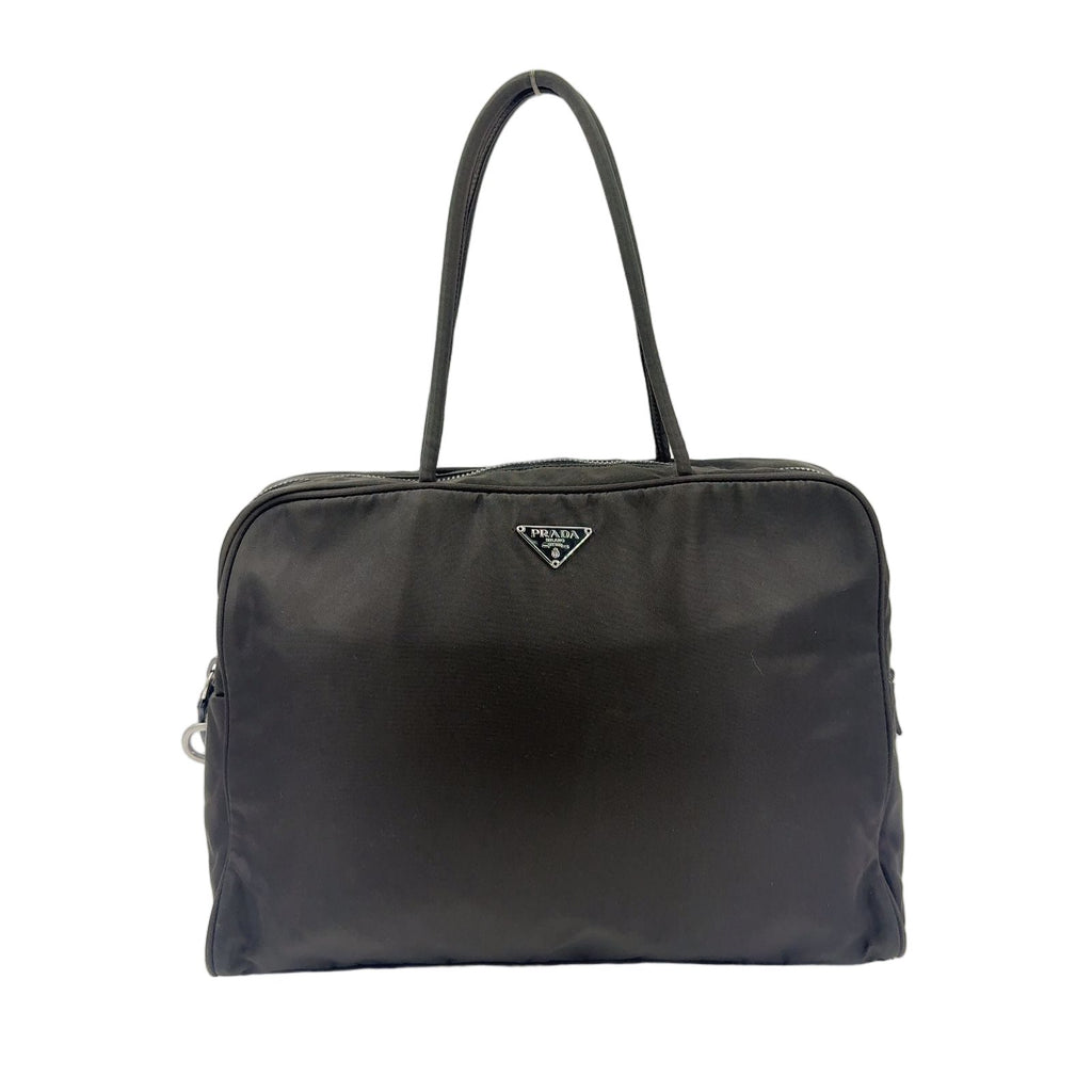 Prada Nylon Khaki Green Handbag Silver
