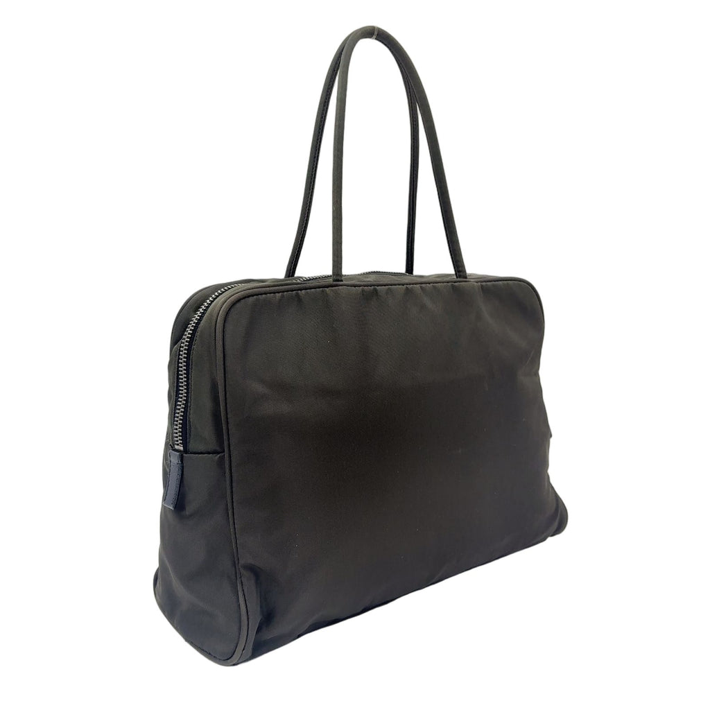 Prada Nylon Khaki Green Handbag Silver — view 2