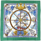 Hermes Scarf Carre 90 Vive Le Vent Blow Into the Wind Silk Green