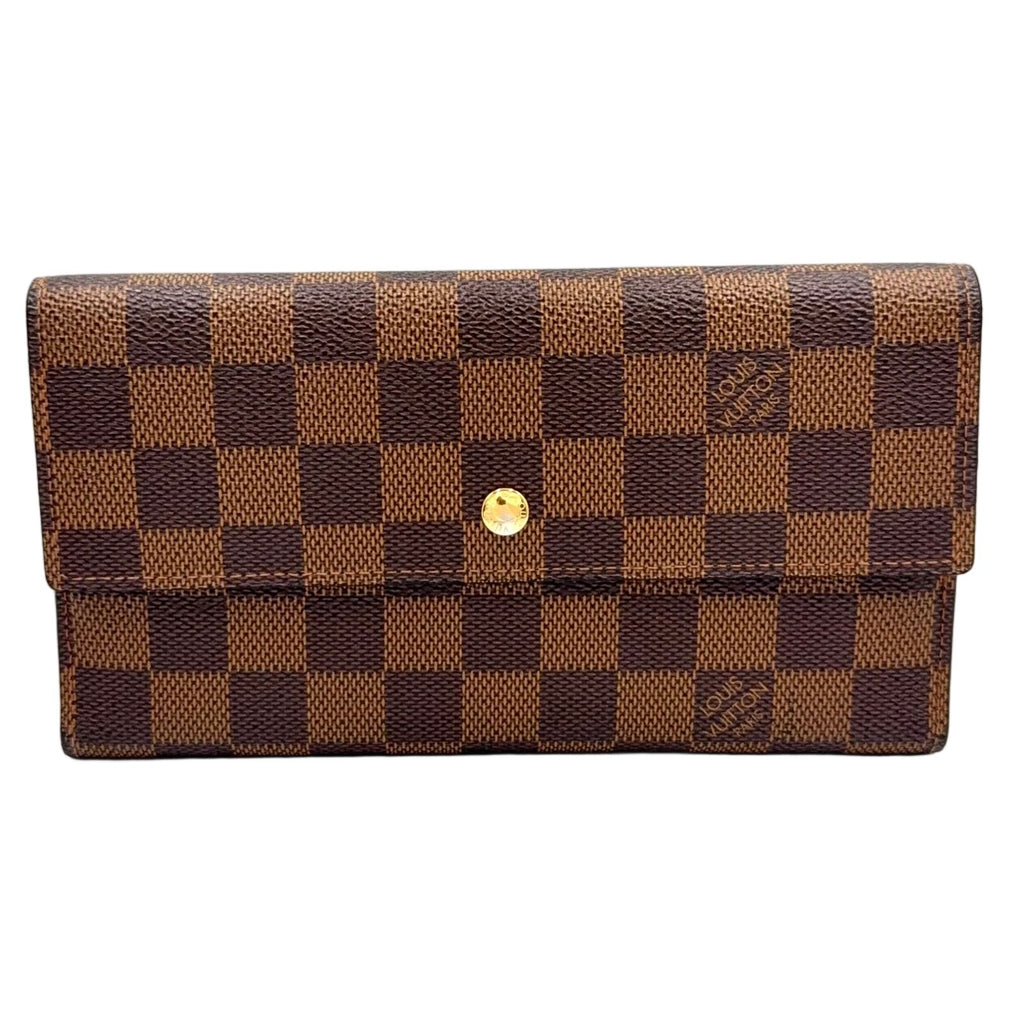 Louis Vuitton Portefeuille International Damier Ebene Initials Brown Trifold
