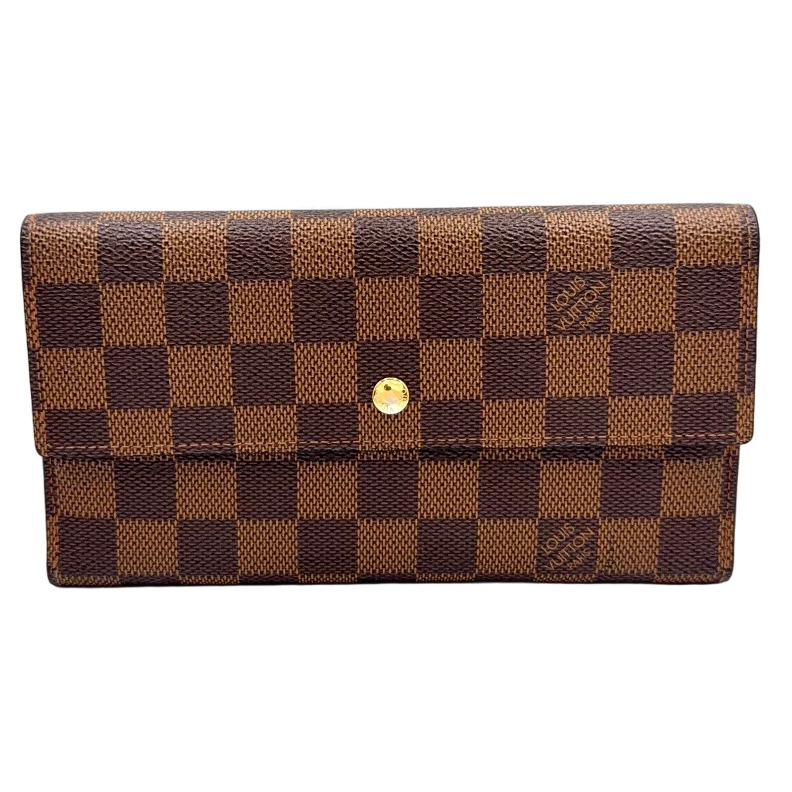 Louis Vuitton Portefeuille International Damier Ebene Initials Brown Trifold