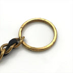 Chanel Logo Triangle Plate Leather Chain Key Ring Key Holder Gold Black — view 4