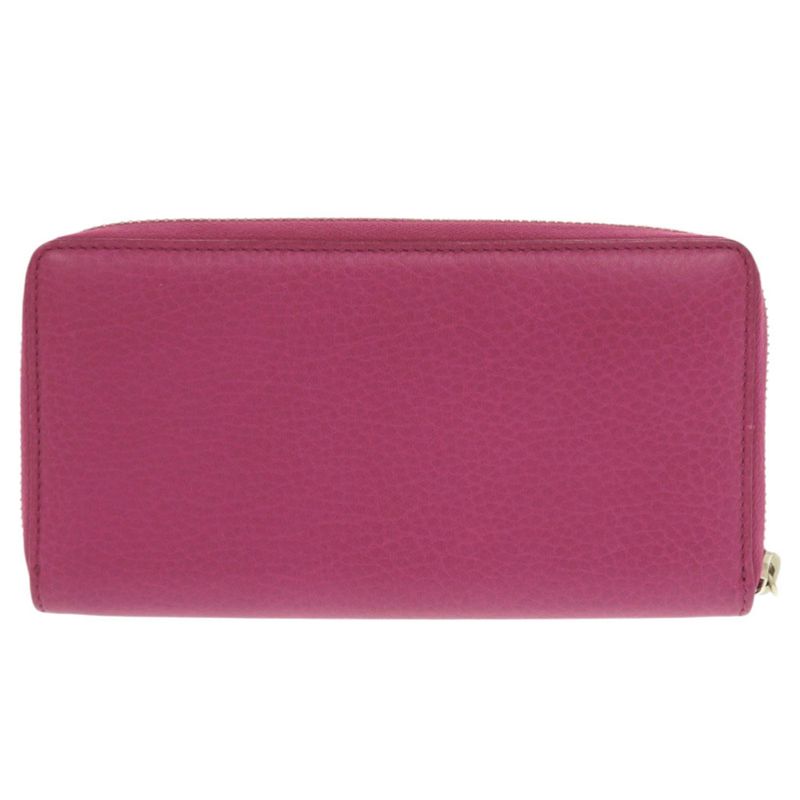 Gucci Bamboo Leather Magenta Round Zipper Long Wallet 1329 — view 2
