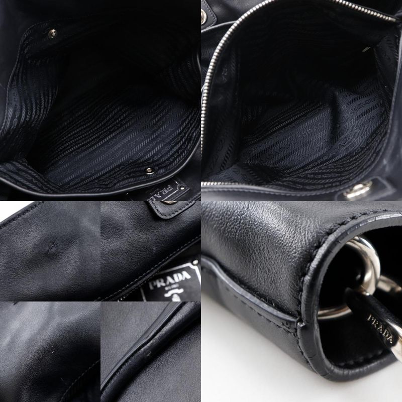 Prada Logo Ws7654 Leather Black Tote Bag — view 7