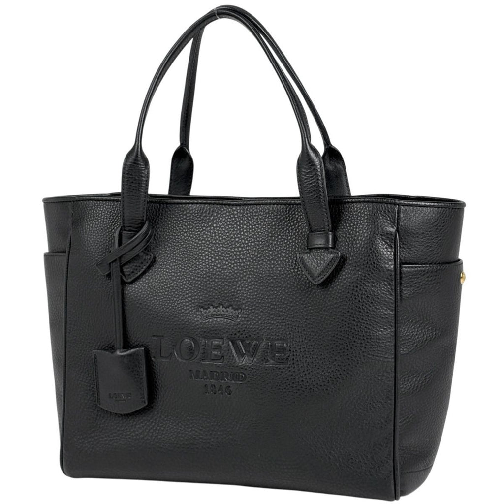 Loewe Heritage Small Tote Logo Leather Black