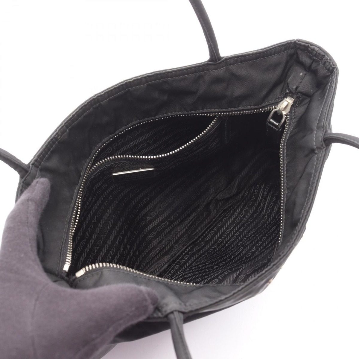 Prada Shoulder Bag Tessuto Easy Black Nylon Leather Triangle Logo — view 3