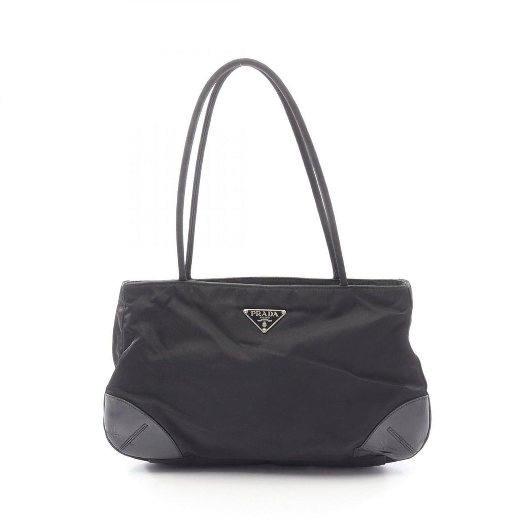 Prada Shoulder Bag Tessuto Easy Black Nylon Leather Triangle Logo