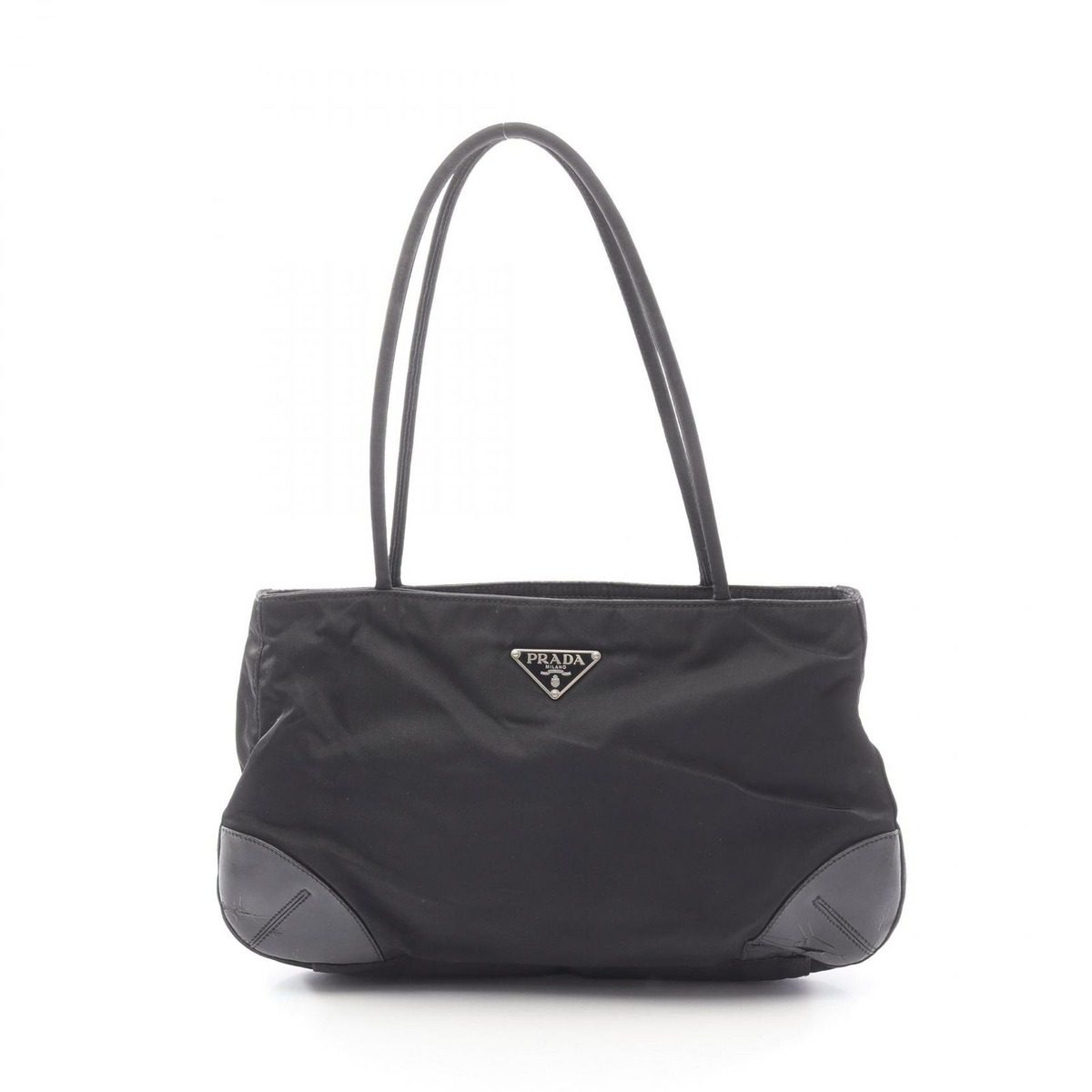 Prada Shoulder Bag Tessuto Easy Black Nylon Leather Triangle Logo